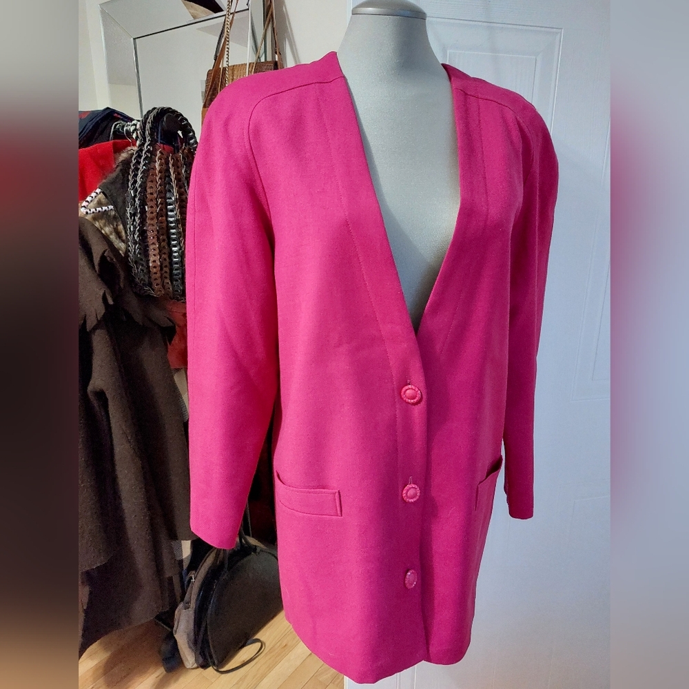 Vintage Fushia 100% Wool Blazer - Xlarge - Excellent condition